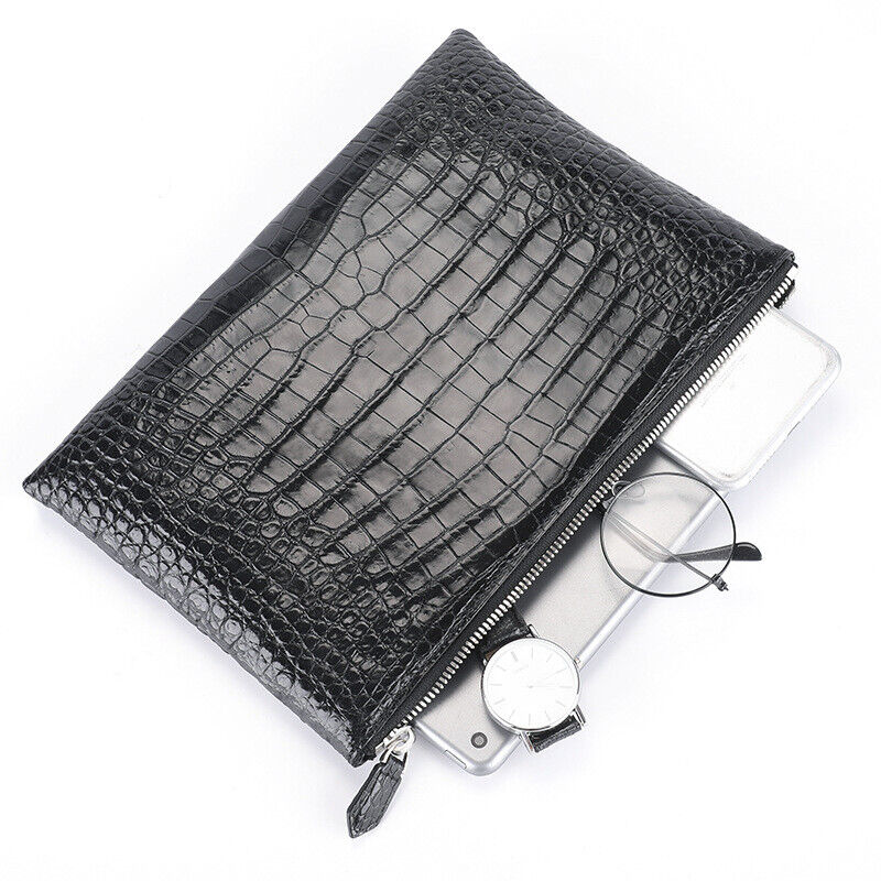 Handcrafted Alligator Crocodile Belly Leather Men's Business Clutch Envelope Bag