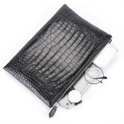 Handcrafted Alligator Crocodile Belly Leather Men's Business Clutch Envelope Bag