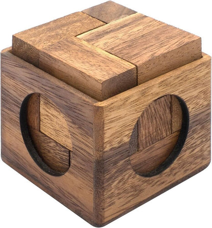 Handmade Wooden Puzzle for Adults Cube 3D Brain Teaser Game Desk Decoration