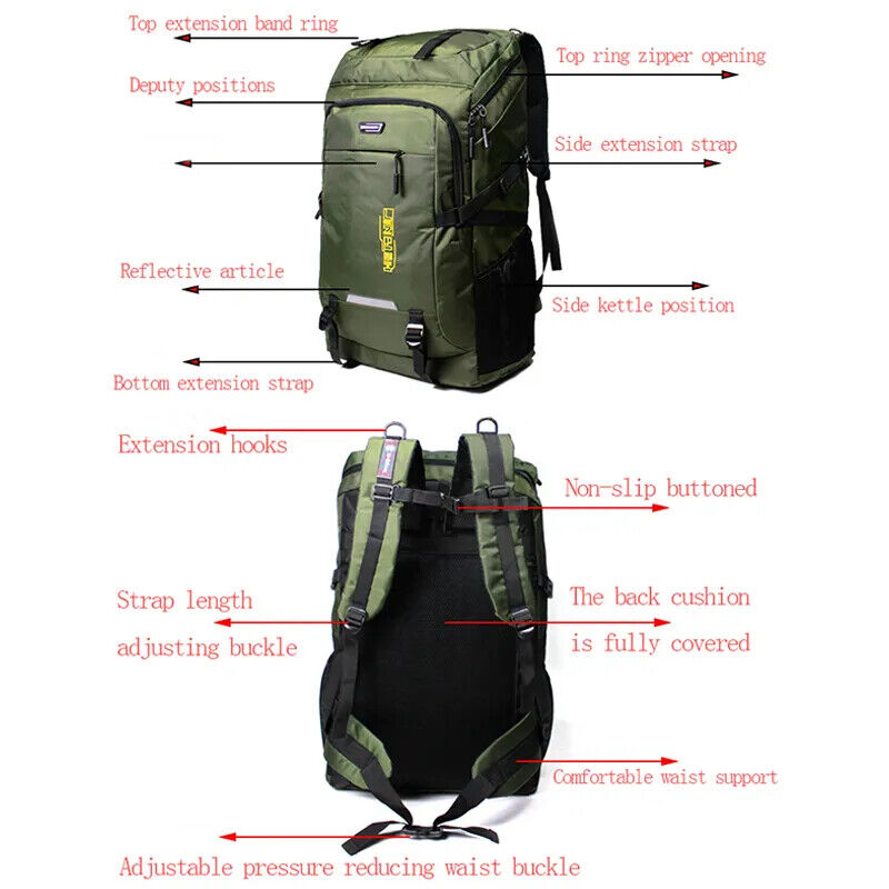 80L 50L Men's Backpack Travel Sports Hiking Backpack School Bag Pack Women