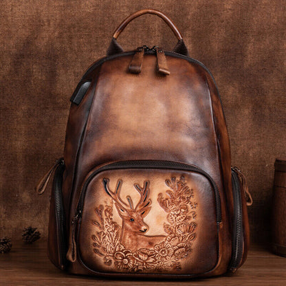 New Designer Women's Backpack, Top Real Leather Retro Travel Backpack School Bag