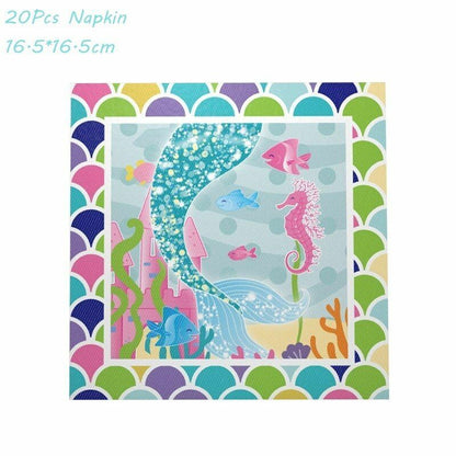 57Pcs/Set Mermaid Party Supplies Kit Baby Shower Under the Sea Theme Decorations
