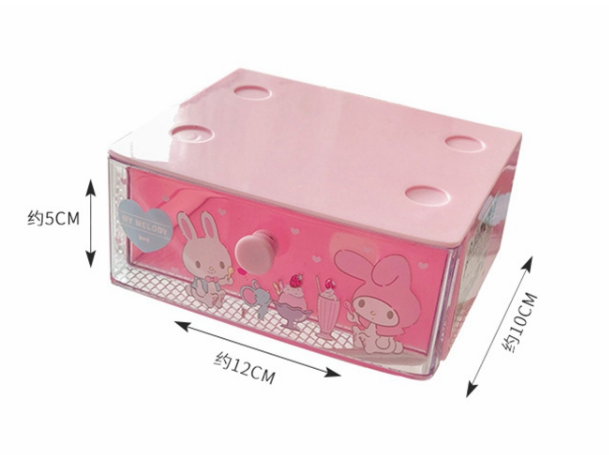 Cute Women Kids Gril 3 Layers Desk Jewelry Box Cosmetic Case Stationery Clip Box