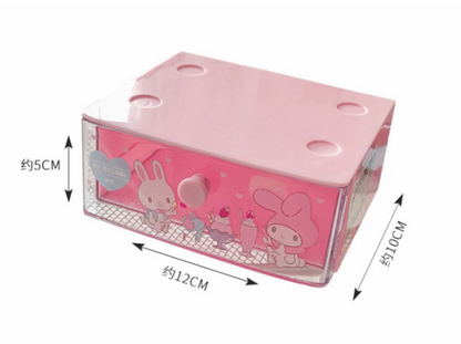 Cute Women Kids Gril 3 Layers Desk Jewelry Box Cosmetic Case Stationery Clip Box