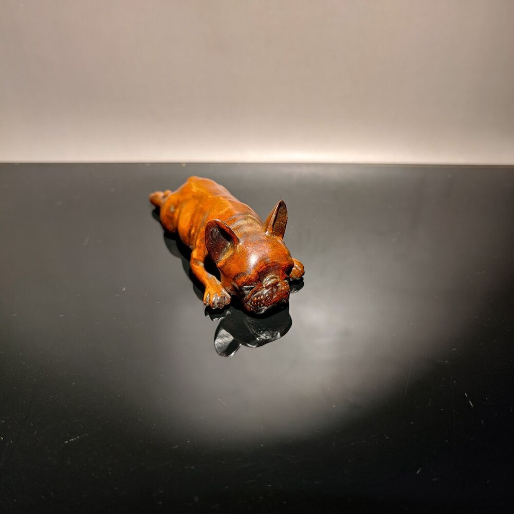 vintage wood carved wooden sculptures statue gift mini To be naughty mangy dogs