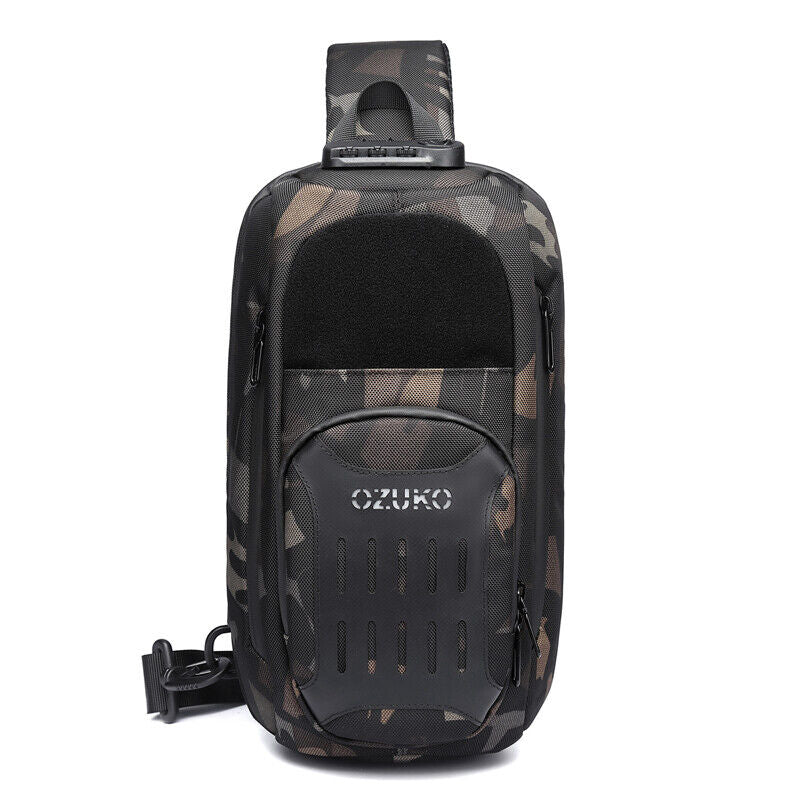 Men's Sling Backpack Oxford cloth Waterproof&Anti-theft Crossbody Sport Bags USB