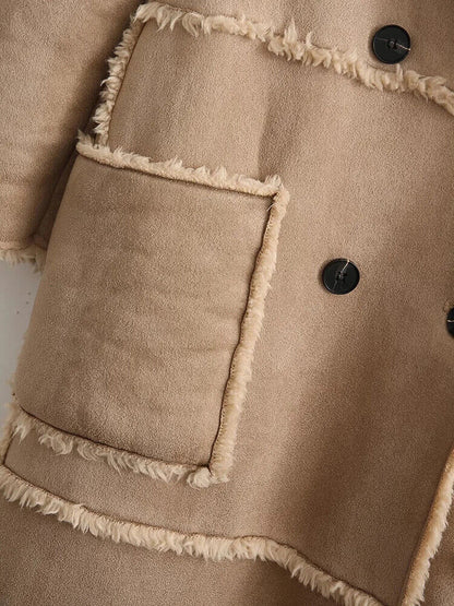Winter Long Coat Women Thick Leather Lamb Fur Coat Female Overcoat Outwear