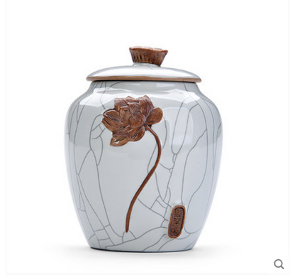 Exquisite Chinese Ceramic Tea Caddy Tea Canister Pot Sugar Coffee Bean Tea Jar
