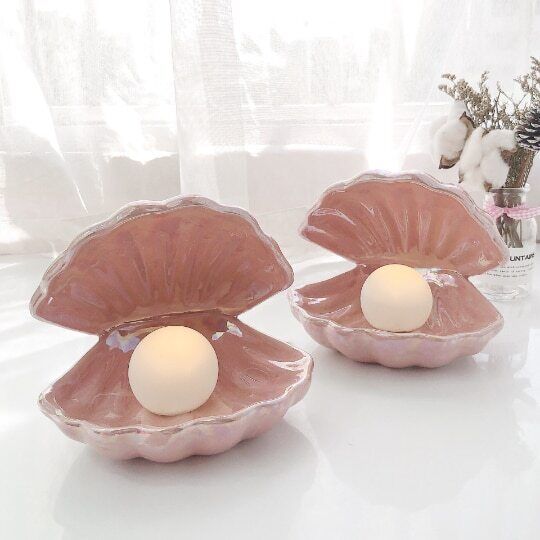 Nordic Ceramic Shell Pearl Lamp Romantic Creative Night Light for Bedroom
