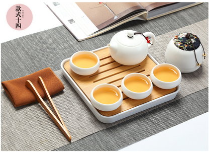 Travel tea set set portable bag ceramic express cup one pot two or four cups sim