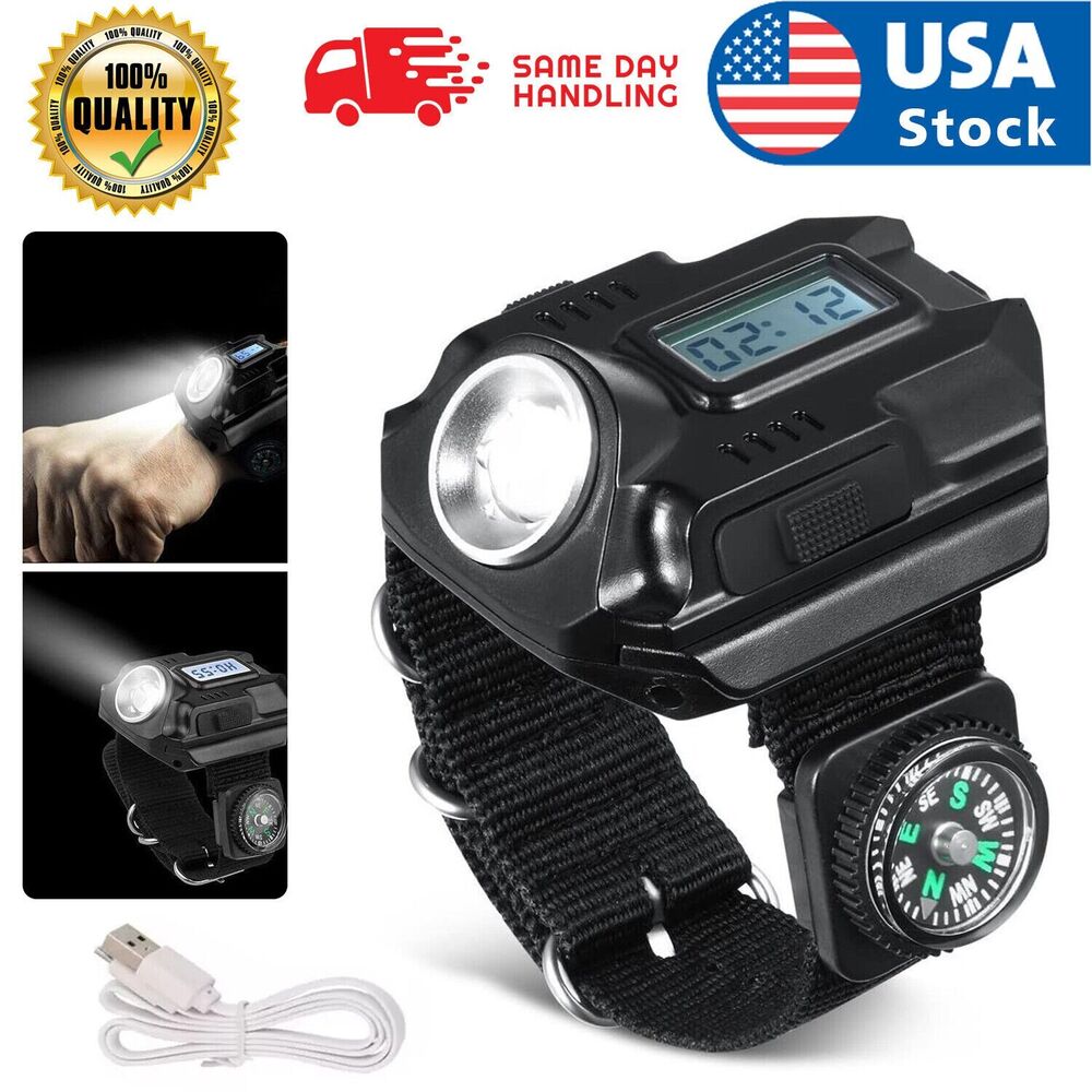 Reloj Super Briilante Tactico Potente Autodefensa Recargable Pulsera Impermeable