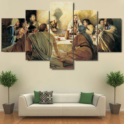 5 pieces of last supper HD spray painting canvas oil painting