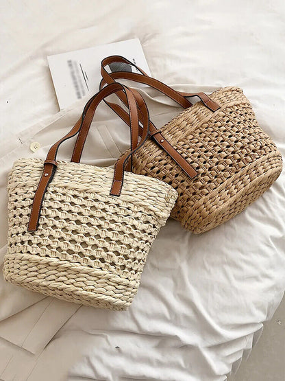 Summer Straw Beach Tote Bags for Women Handbag Basket Shoulder Bag