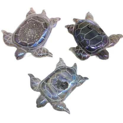 Tortoise Crafts Natural Crystal Angel Aura Agate Geode Healing Stones Home Decor