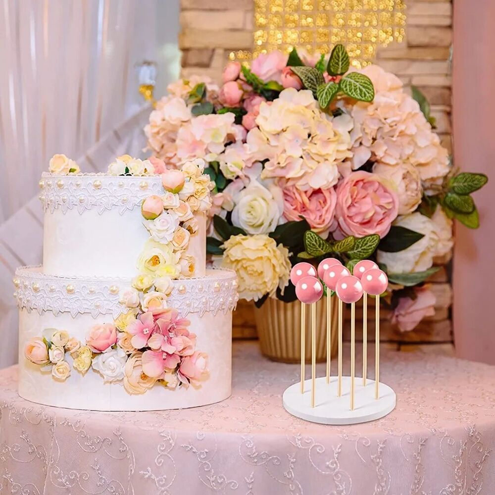 Cake Stand 2Pcs Acrylic Holder Display Round 7Hole Lollipop Candy Sucker 10x10cm
