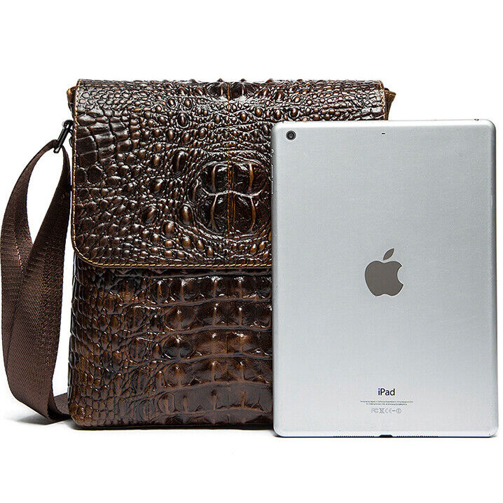 100% Cow Leather Crocodile Embossed 10" Men's Business Shoulder/Messenger bags