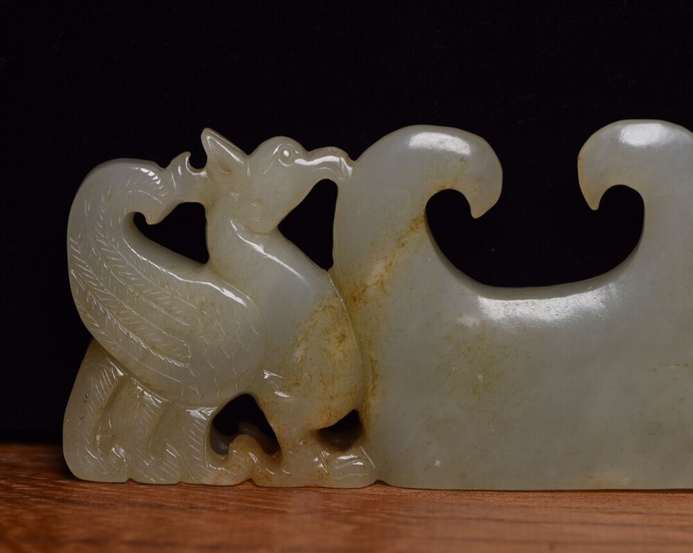 Chinese Natural Hetian Jade Carved Exquisite Penholder Figurines Desk Ornaments