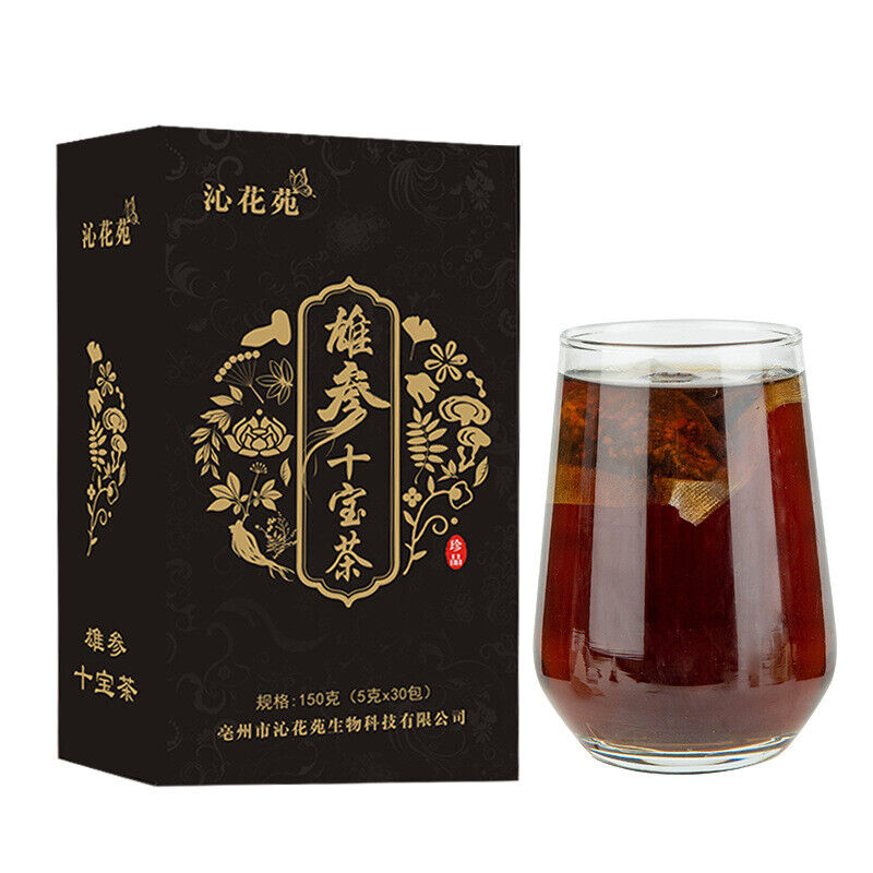 Ginseng Ten Treasures Tea, Huang Jing, Lycium Barbarum, Eucommia Male Flower Tea