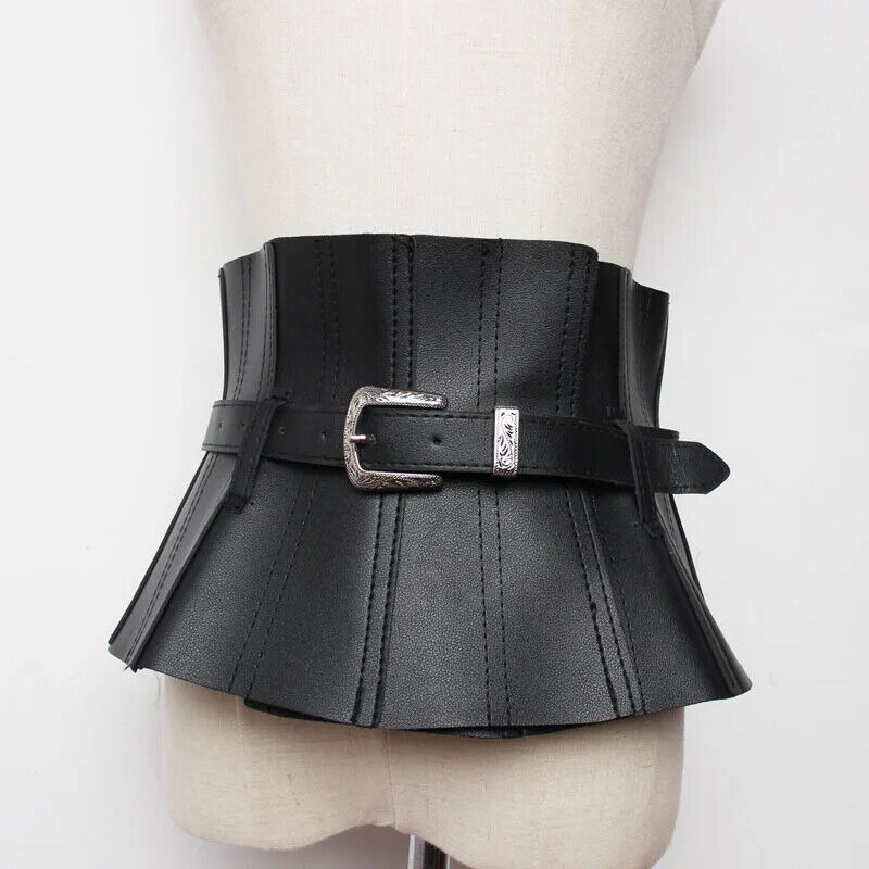 Women Corsets Faux Leather Fashion Lace-Up Buckle Wide Belts Clothes Accessories