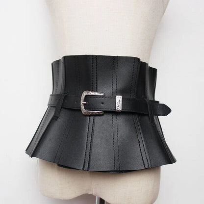 Women Corsets Faux Leather Fashion Lace-Up Buckle Wide Belts Clothes Accessories