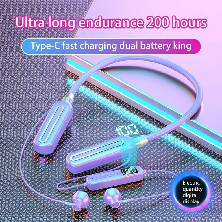 2023 Wireless Bluetooth Neckband Headphones Mic Headset Stereo Earbuds Earphone