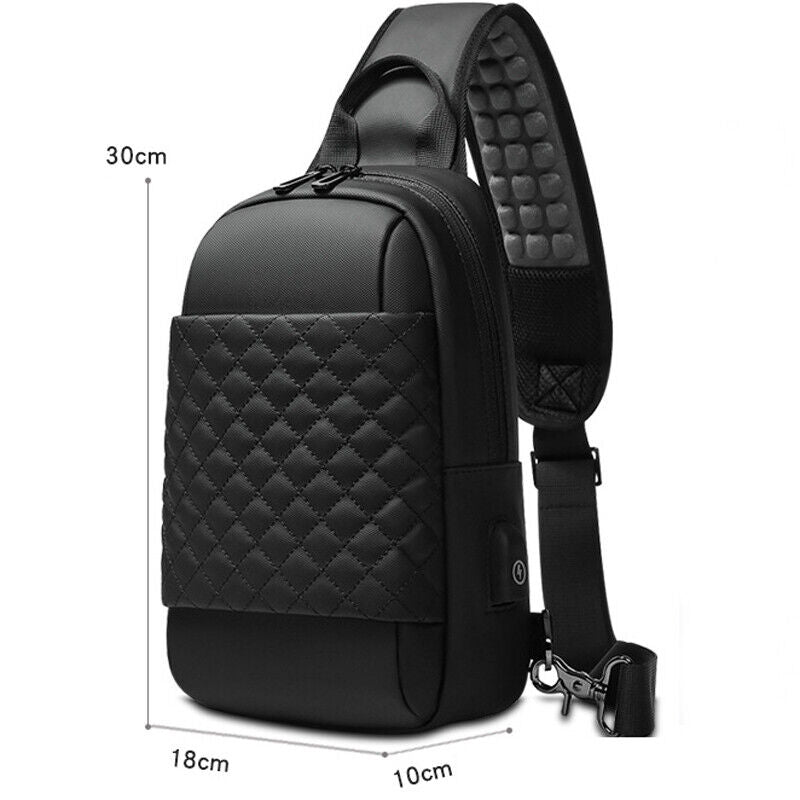 Men's Sling Backpack Oxford cloth Waterproof Crossbody Bag USB Port Sport Bags