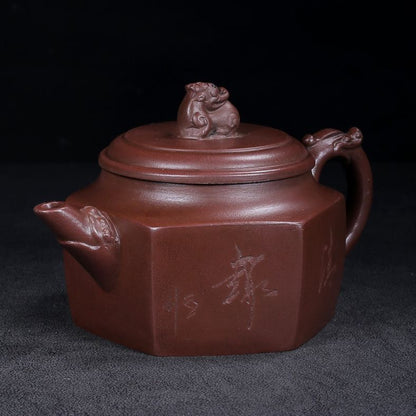 Vintage Chinese Yixing Purple Clay Teapot Zisha Ceremony Collection Calligraphy