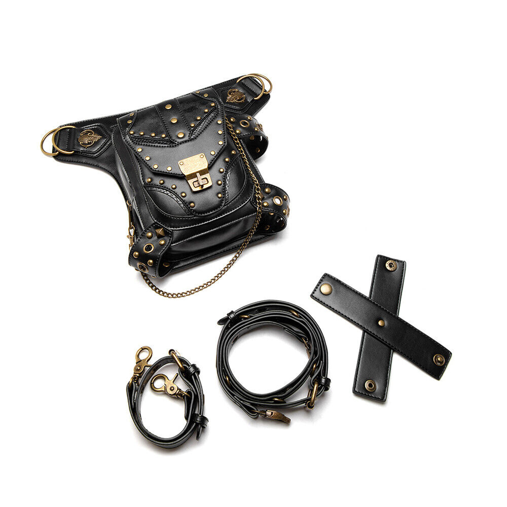 Lady's Leather Leg Drop Belt Bag Punk Rock Motorcycle Thigh Hip Waist Fanny Pack