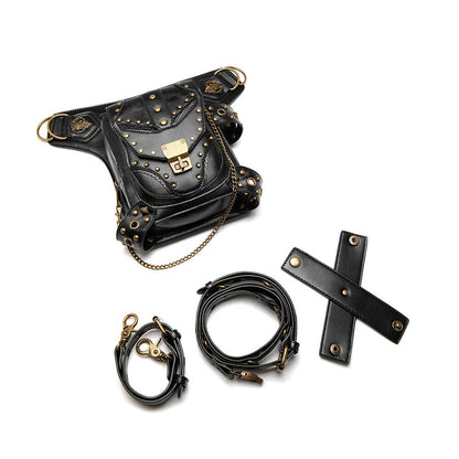 Lady's Leather Leg Drop Belt Bag Punk Rock Motorcycle Thigh Hip Waist Fanny Pack