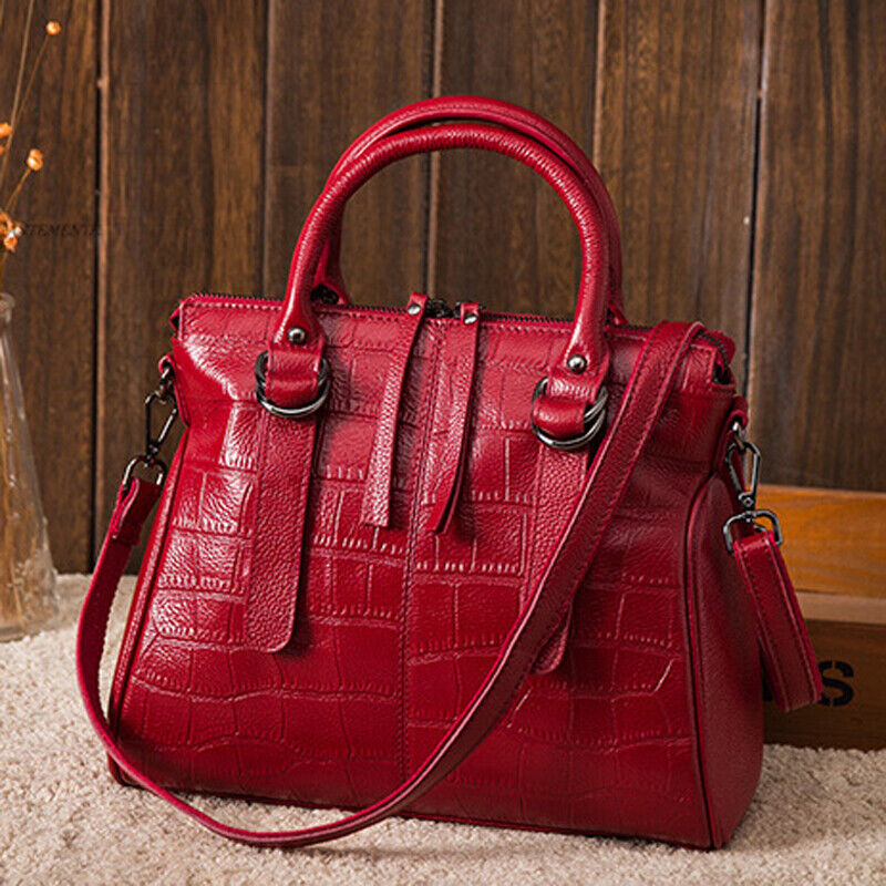 100% Genuine Leather Women's Crocodile Handbags Evening Party Bag Satchel Tote