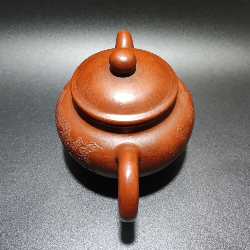 Vintage Chinese Yixing Purple Clay Teapot Zisha Ceremony Carving Collectible Art