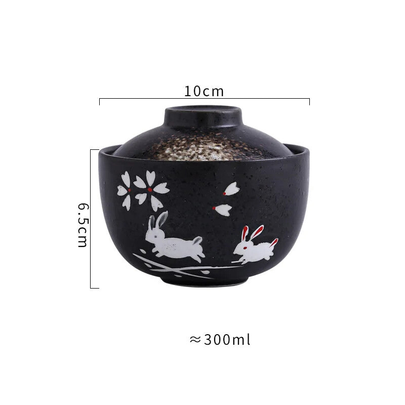 Japanese Ceramic 4.25 Inch Stew Pot Lid Steam Soup Bowl Steaming Cup Slow Cooker -