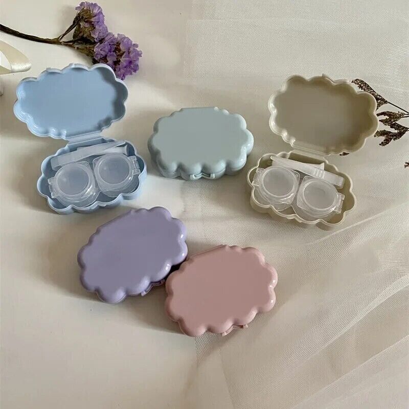 Contact Lens Case Plastic Fresh Small Portable Wave Cloud Storage Box 60x43x17mm