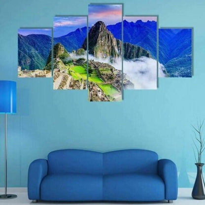 Machu Picchu Landscape 5 Pieces Canvas Wall Painting Poster Home Decor Cuadros