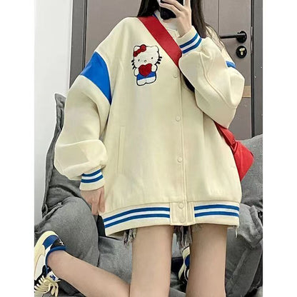 Japanese Hello Kitty cute embroidered ladies jacket baseball suit loose spring