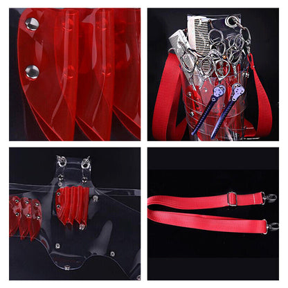 Transparent PVC Hairdresser Scissors Bag Holder Shears Waist Shoulder Bag