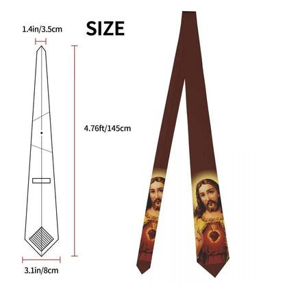 Men Neck Ties Polyester 8cm Skinny Jesus Christ Sacred Heart Fashion Accessories