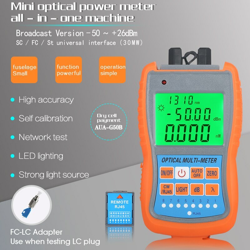 AUA-G70B/50B 4in1 Mini Optic Power Meter Visual Fault Locator Network Cable Test