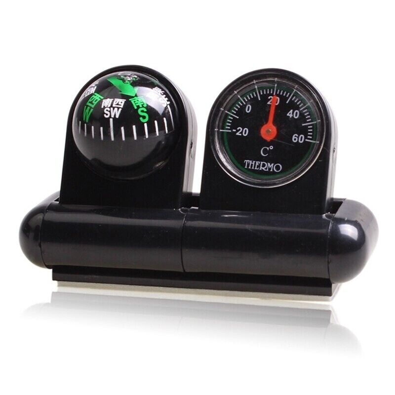 Car Compass 2 in 1 Guide Ball Thermometer Hygrometer Vehicle Ornament 87x26x52mm
