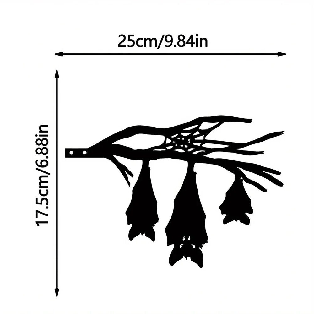Iron Silhouette Hanging Three Bat-shaped Tree Garden Stump Hollow Out Sculpture