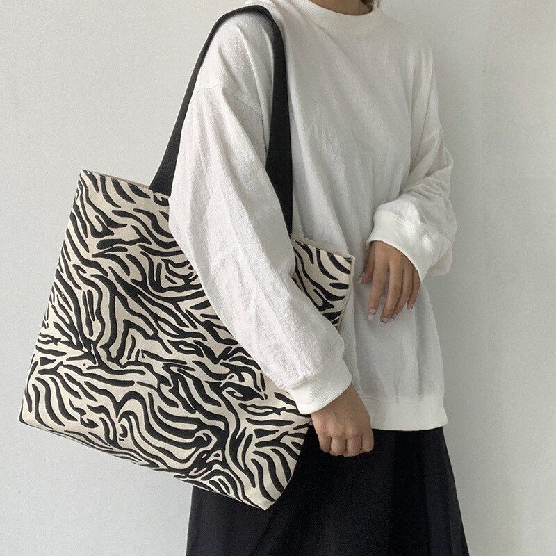 Canvas Shopping Bag Cloth Shoulder Bags Student Casual Handbag Reusable Purse