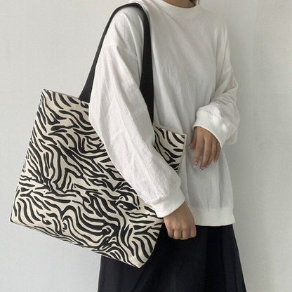 Canvas Shopping Bag Cloth Shoulder Bags Student Casual Handbag Reusable Purse