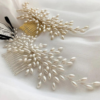 Women Hair Combs Korean Fashion Pearl Handmade Hairpins Clip DIY Styling Jewelry