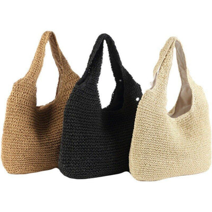 Women Beach Bag Woven Straw Party Shoulder Travel Luxury Tote Fashion Simple Big