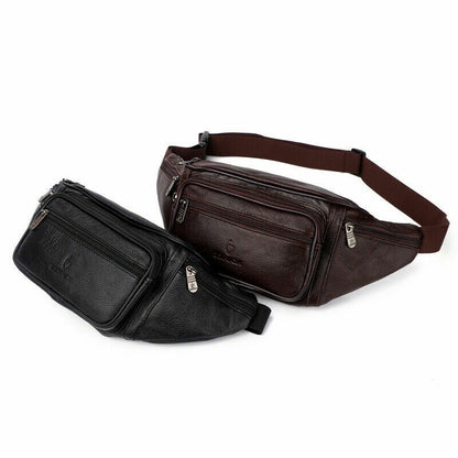 Leather Waist Bag men Waist Pack Waist Bag Pack Belt Bag Men Chain Waist Bag