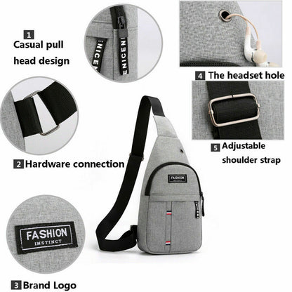 Men Shoulder Bag Crossbody Bag On Shoulder Travel Sling Bag Pack Chest Bag Male