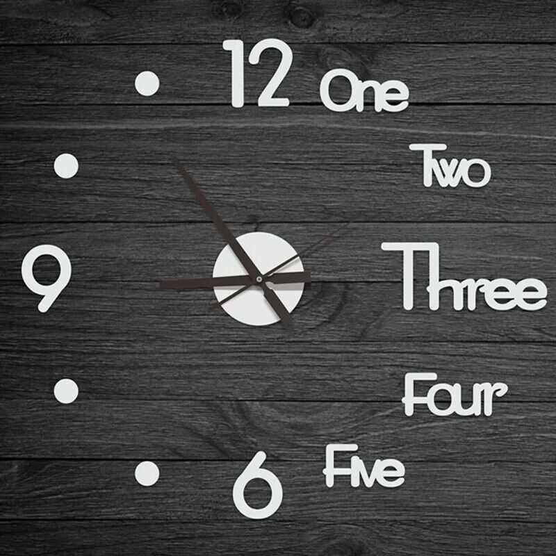 DIY Wall Clocks Modern Large Acrylic Mirror Stickers Quartz Needle Hanging Watch