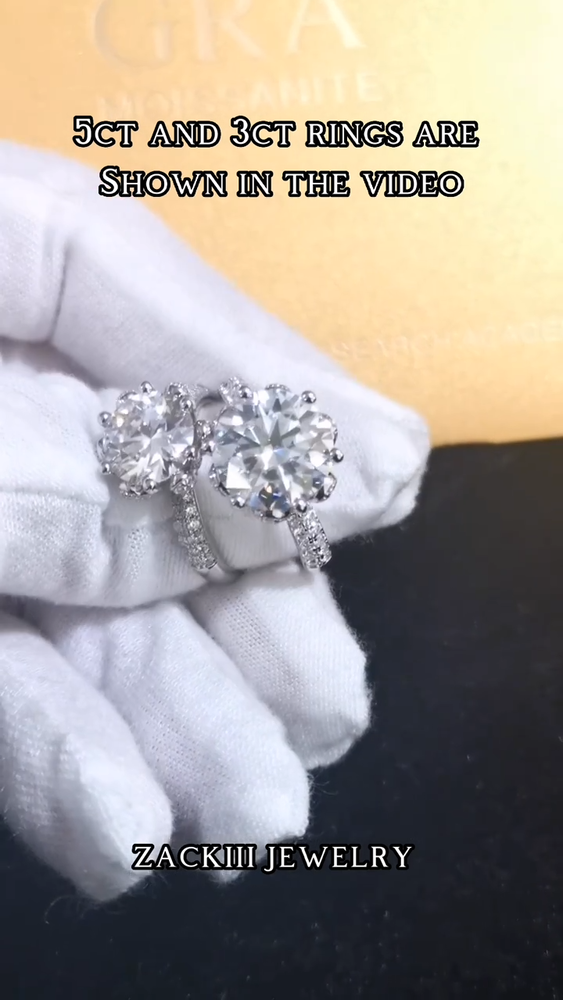 Certified 5 Carat Diamond Engagement Ring Women 14K White Gold Sterling Silver