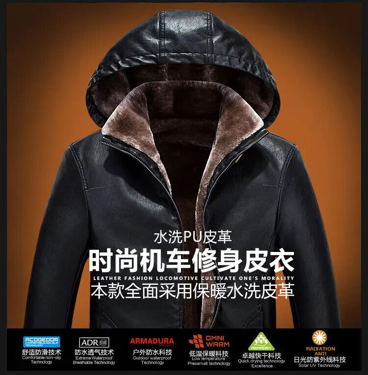 Mens Leather Jacket Coat Moto Casual Slim Leather Jackets 2023
