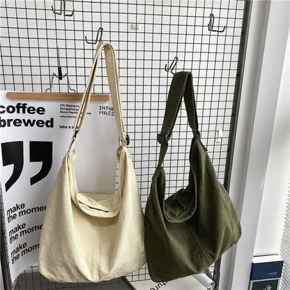 Canvas Shoulder Bags Large Thick Cotton Cloth Books Handbag Crossbody Big Travel